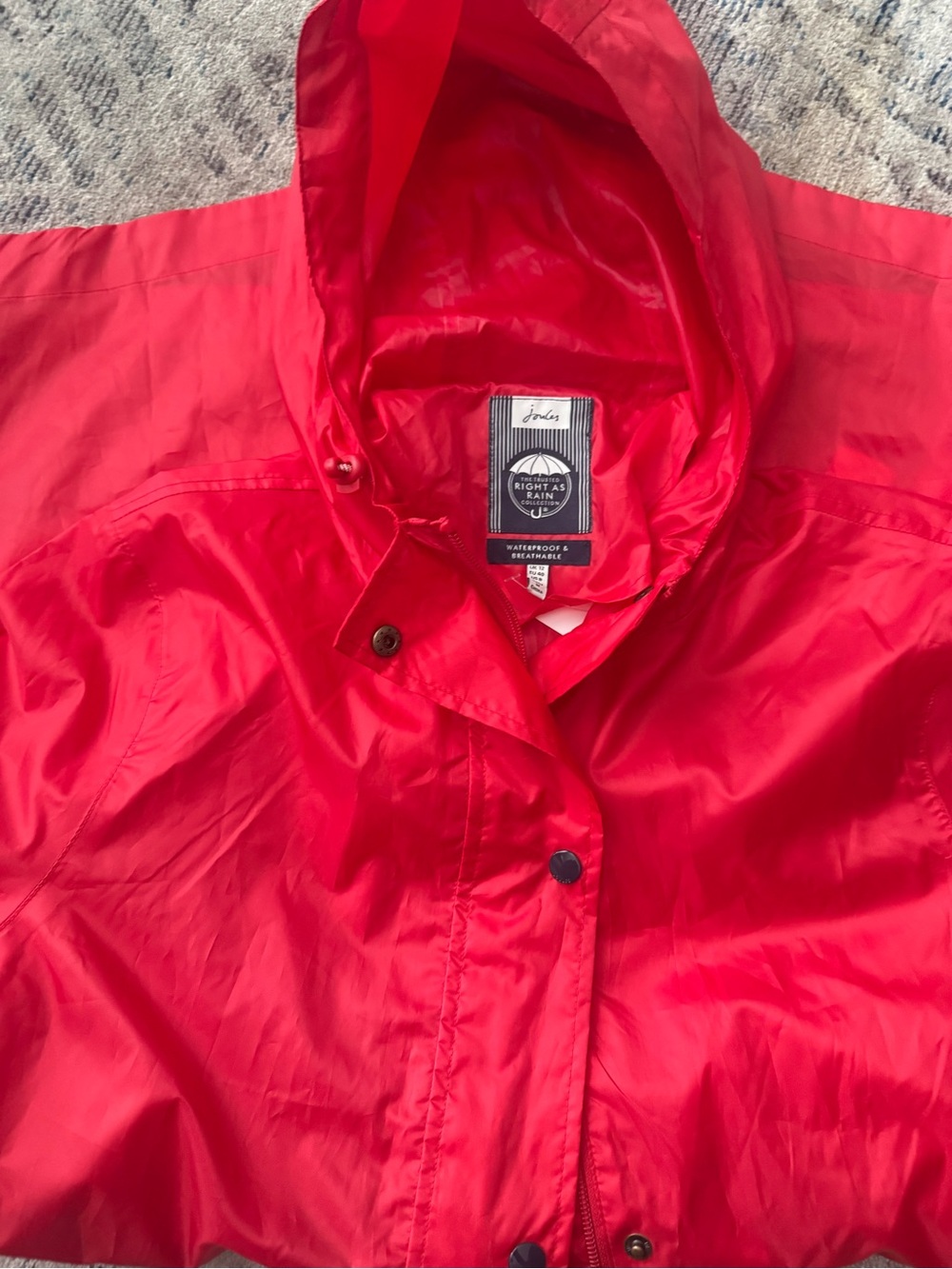Joules Red Hooded Trench Coat - Picture 15 of 16